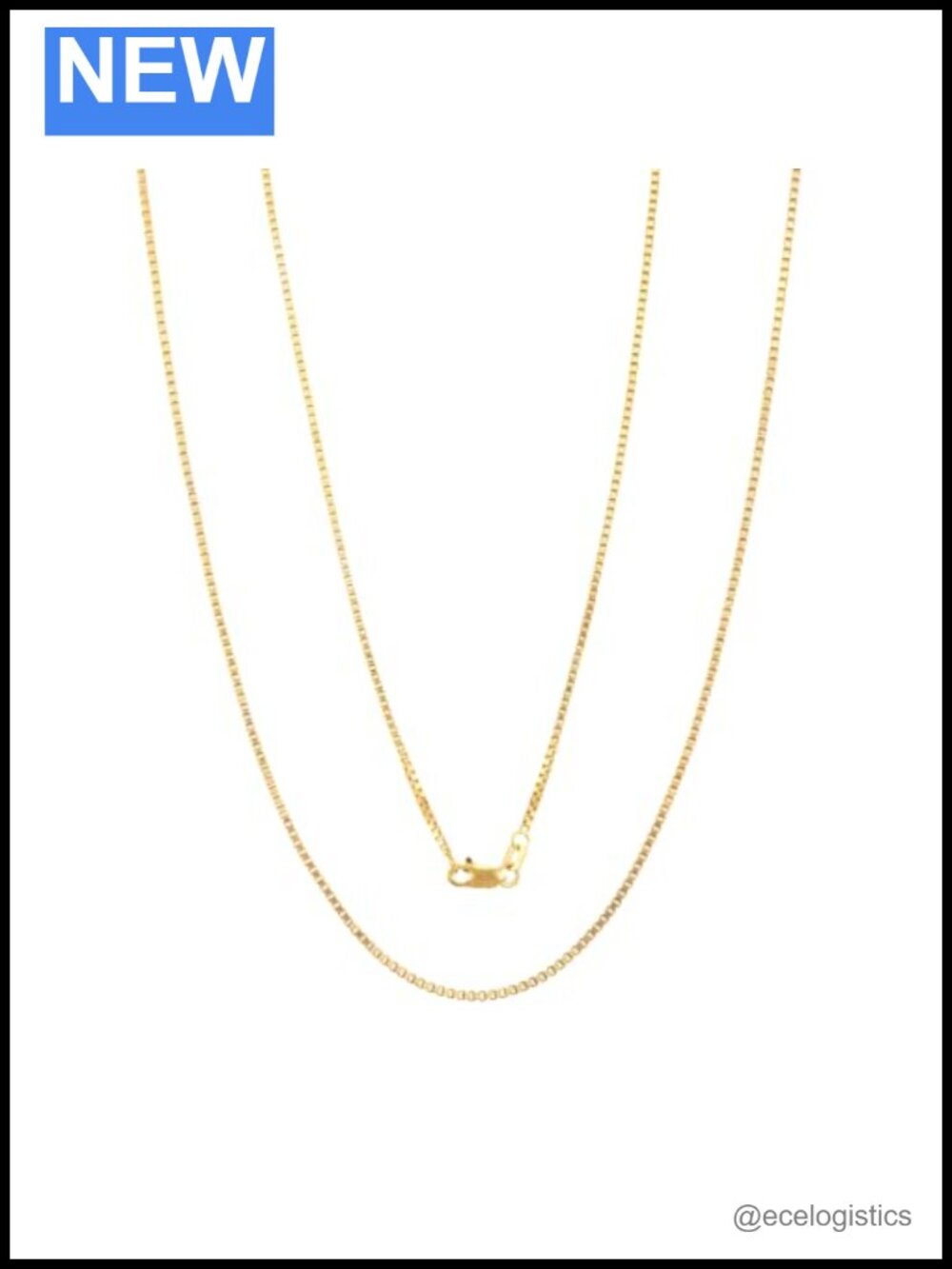 14K Yellow Gold 1mm Box Chain Necklace 18in Lobster Clasp Fine Jewelry